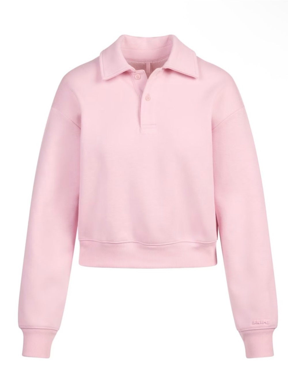 SKIMS NWT Cotton Fleece Polo Sweatshirt in Halite Size XL